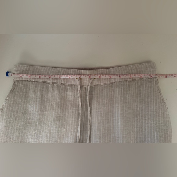 Ellen Tracy Linen Drawstring Pants | Size Small | Coastal Beige Wide Leg - Picture 6 of 8